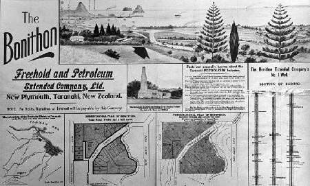 Bonithon Freehold and Petroleum Extended Company Ltd. (1913) Hooker & Co. Lithograph Collection of Puke Ariki (PHO2007-151)