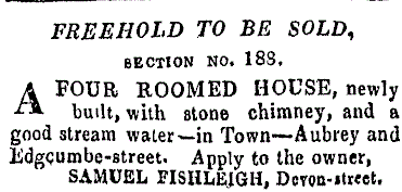 Sale of Fishleigh Cottage, TH Sale of Fishleigh Cottage, TH 14 February 1857