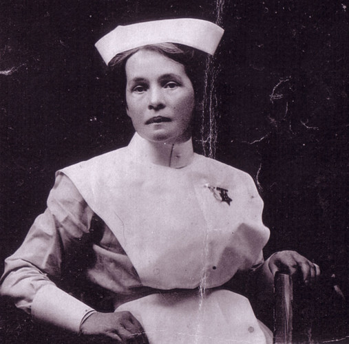 Nora Kelly wearing her nursing uniform. Taranaki Stories image collection.