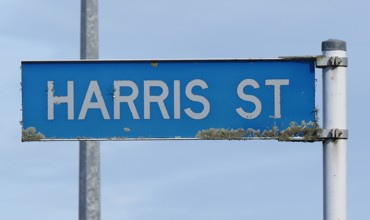 Harris Street sign (2021). Rachel Sonius. Word on the Street image collection.